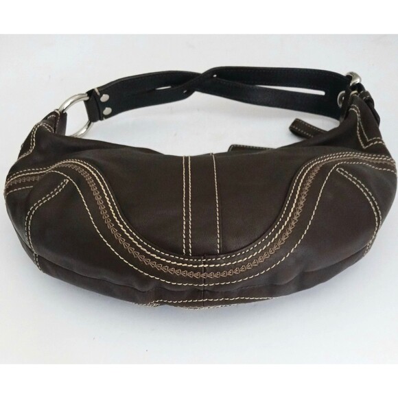 VTG Coach Y2K Brown Leather Hobo Crescent Buckle Strap Stitching 10574 w Dustbag - Picture 4 of 8